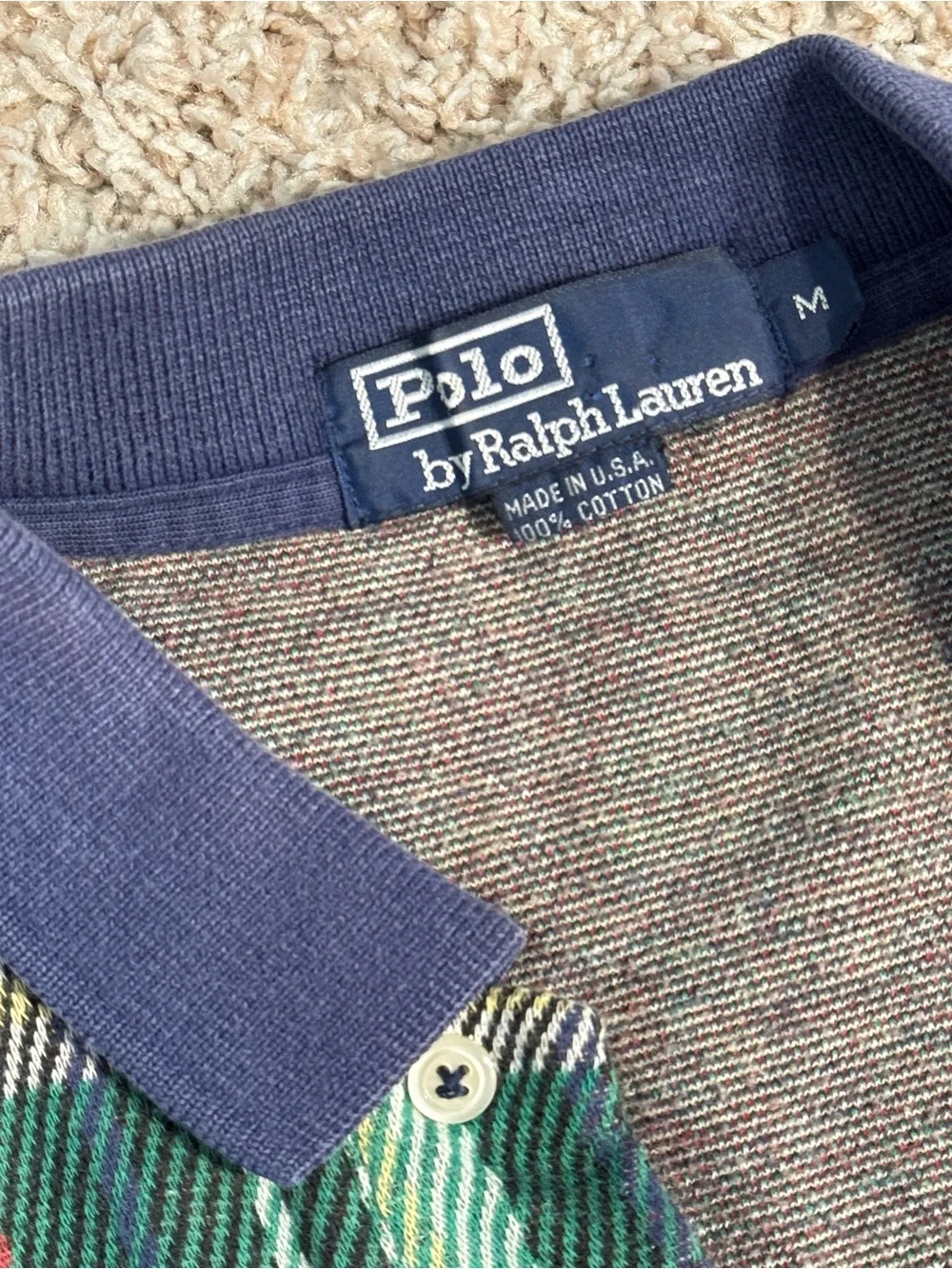RARE Made In USA Polo Ralph Lauren Vintage 90s Plaid Cotton Size M
